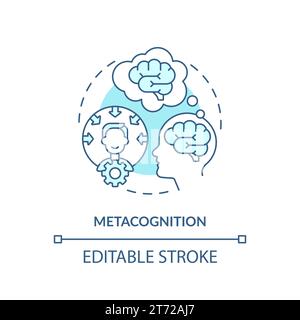 Thin line blue icon metacognition concept Stock Vector