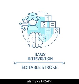 Thin line blue icon early intervention concept Stock Vector