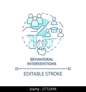 Thin line blue icon behavioral interventions concept Stock Vector