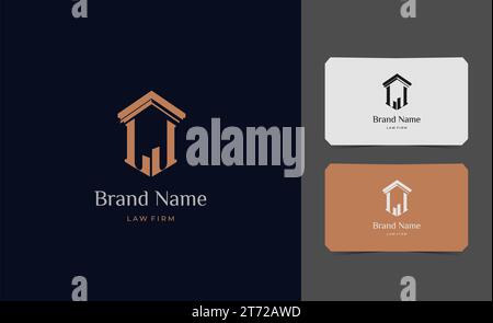 pillar logo letter LJ with business card vector illustration template. Stock Vector
