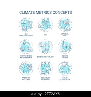 Customizable thin line icon set representing climate metrics Stock Vector