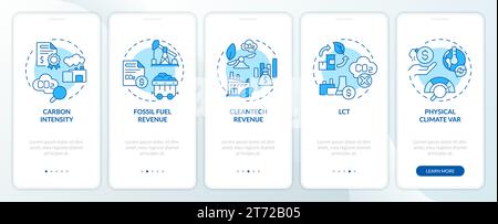 Walkthrough climate metrics with blue icons concept Stock Vector