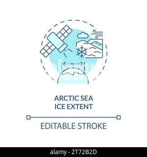Thin linear blue icon arctic sea ice extent concept Stock Vector