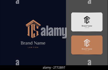 pillar logo letter NS with business card vector illustration template. Stock Vector