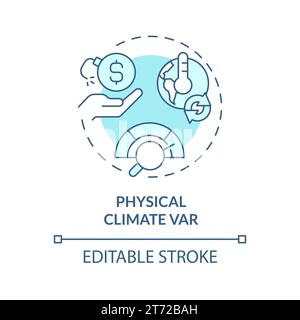 Thin linear blue icon physical climate VaR concept Stock Vector