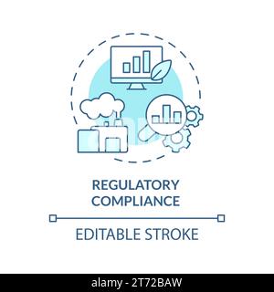 Thin linear blue icon regulatory compliance concept Stock Vector
