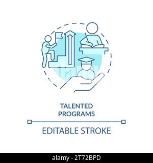 Thin line blue icon talented programs concept Stock Vector