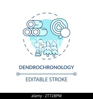 Thin linear blue icon dendrochronology concept Stock Vector