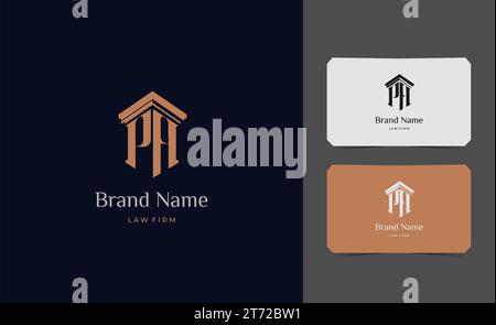 pillar logo letter PH with business card vector illustration template. Stock Vector