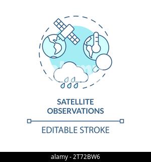 Thin linear blue icon satellite observations concept Stock Vector