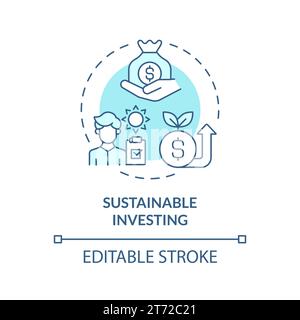 Thin linear blue icon sustainable investing concept Stock Vector
