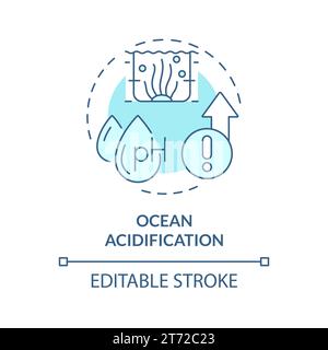 Thin linear blue icon ocean acidification concept Stock Vector
