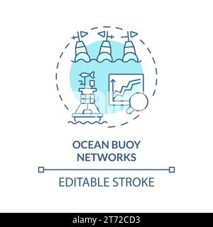 Thin linear blue icon ocean buoy networks concept Stock Vector