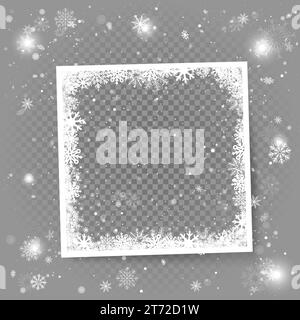 Christmas winter photo frame template with snow Stock Vector
