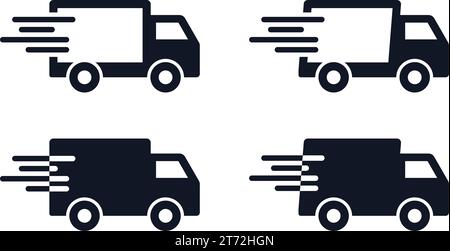 Professional Moving Services for Relocations Symbols and Moving transportation Services Van Vector Icon Illustration Set Stock Vector