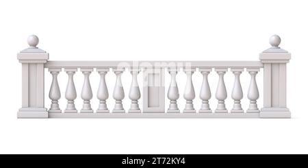 White stone fence 3D rendering illustration isolated on white background Stock Photo