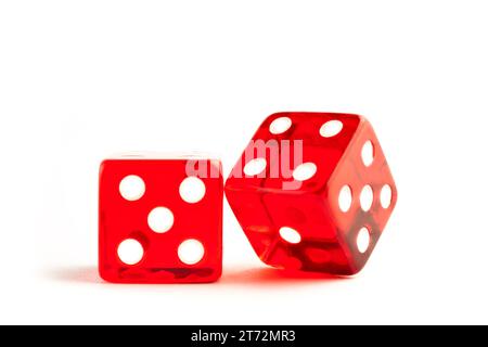 two red dices on white background Stock Photo