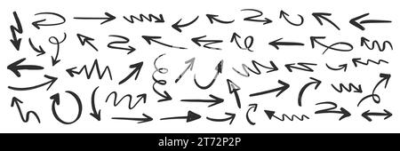 Vector Different Scribbles Arrows Marks Icons Set Stock Vector