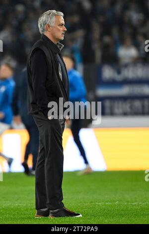 Jose Mourinho coach of AS Roma attends the warm up of the Serie A football match between SS Lazio and AS Roma at Olimpico stadium in Rome (Italy), November 12, 2023. Stock Photo