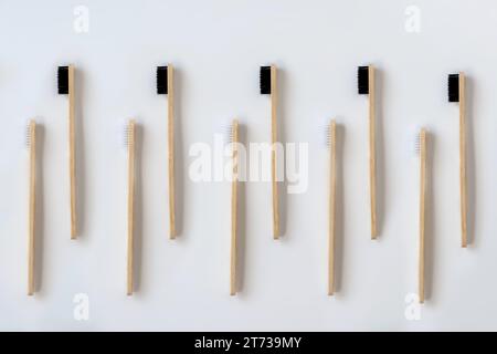bamboo tooth brushes isolated on white background. Eco friendly concept ...