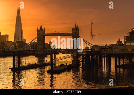 Tower Bridge, London at night. Stock Photo
