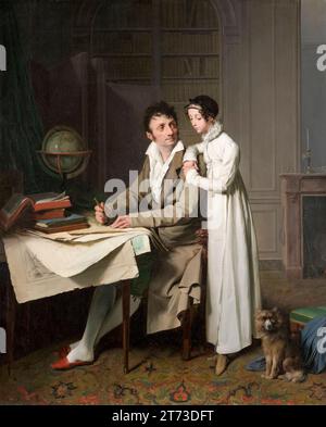 Louis-Léopold Boilly, The Geography Lesson (Portrait of Monsieur Gaudry and His Daughter), painting in oil on canvas, 1812 Stock Photo