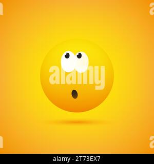 Wondering, Pondering, Ashamed, Embarassed Smiley Face, Emoji with Open Eyes Looking Up - Done Some Mistake - Simple Funny Emoticon, on Yellow Backgrou Stock Vector