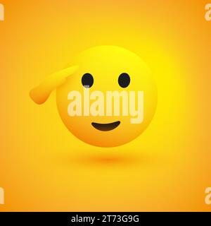 Saluting Face - Happy Emoji Icon Design - Yellow Face Saluting with Right Hand  - Sign of Respect - Illustration in Editable Vector Format Stock Vector