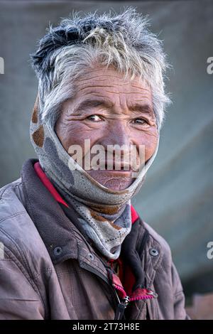 Portrait of a Changpa nomad, Ladakh, India Stock Photo