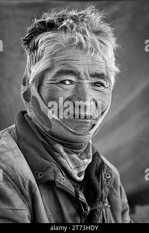 Portrait of a Changpa nomad, Ladakh, India Stock Photo