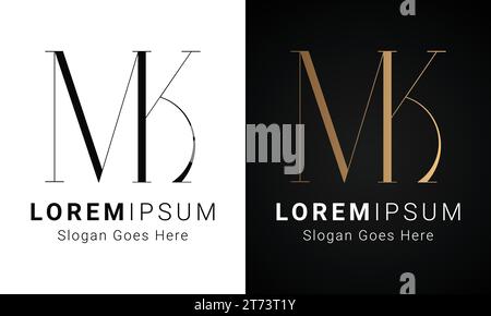 Luxury Initial MK or KM Monogram Text Letter Logo Design Stock Vector