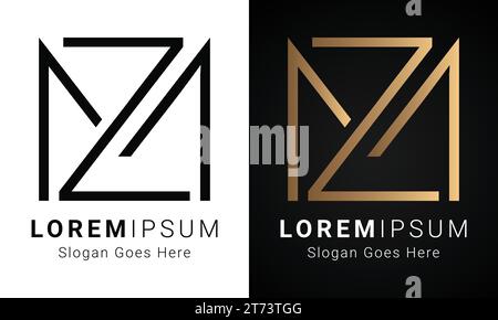 Luxury Initial MZ or ZM Monogram Text Letter Logo Design Stock Vector