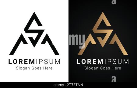 Luxury Initial MS or SM Monogram Text Letter Logo Design Stock Vector