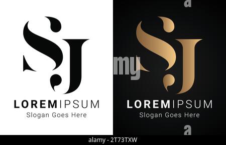 Luxury Initial SJ or JS Monogram Text Letter Logo Design Stock Vector