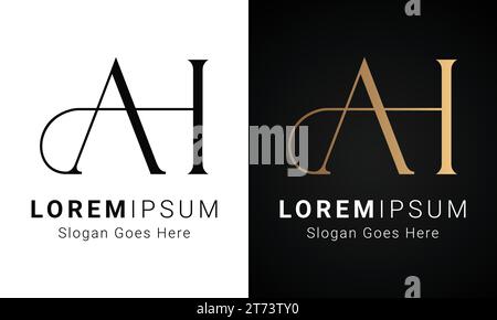 Luxury Initial AH or HA Monogram Text Letter Logo Design Stock Vector