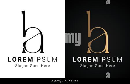 Luxury Initial AH or HA Monogram Text Letter Logo Design Stock Vector