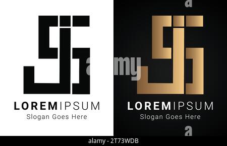 Luxury Initial SJ or JS Monogram Text Letter Logo Design Stock Vector