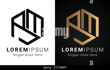 Luxury Initial RM or MR Monogram Text Letter Logo Design Stock Vector