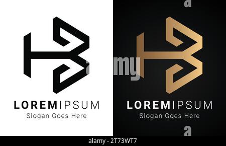 Luxury Initial HB or BH Monogram Text Letter Logo Design Stock Vector