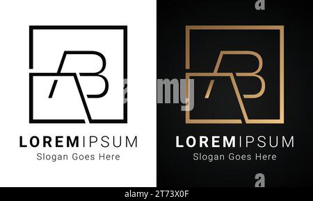 Luxury Initial AB or BA Monogram Text Letter Logo Design Stock Vector