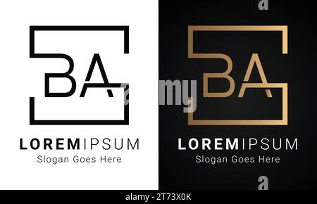 Luxury Initial AB or BA Monogram Text Letter Logo Design Stock Vector