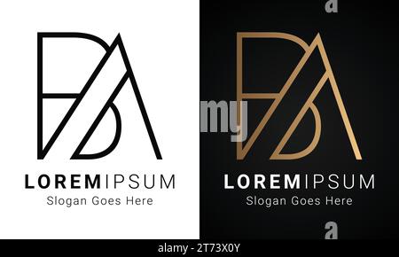 Luxury Initial AB or BA Monogram Text Letter Logo Design Stock Vector