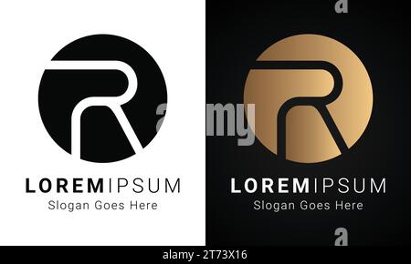 Luxury Initial R Monogram Text Letter Logo Design Stock Vector