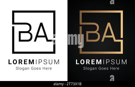 Luxury Initial AB or BA Monogram Text Letter Logo Design Stock Vector