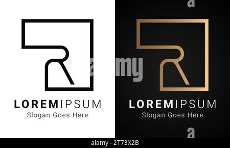 Luxury Initial R Monogram Text Letter Logo Design Stock Vector