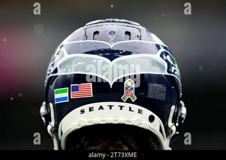 jaxon smith njigba helmet Seattle Seahawks wide receiver Jaxon Smith-Njigba wears flag decals and a  Salute to Service ribbon sticker on his helmet before an NFL football game  against the Washington Commanders, Sunday, Nov. 12, 2023,