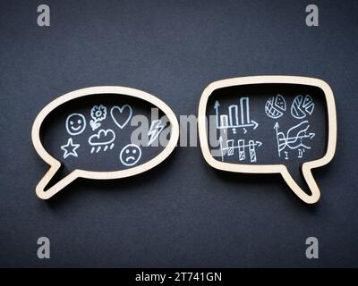 EQ and IQ concept. Speech bubbles with charts. Stock Photo