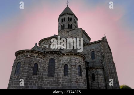 Notre-Dame-du-Mont-Cornadore, church of Saint-Nectaire in the Puy-de-Dôme department Stock Photo