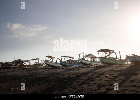 Traditional kites in the sky. Beautiful tropical landscape in Bali Stock Photo