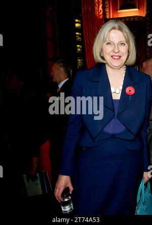 FILE PICS. 13th November, 2023. Theresa Mary, Lady May a British politician who served as Prime Minister of the United Kingdom and Leader of the Conservative Party from 2016 to 2019. She previously served in David Cameron's cabinet as Home Secretary from 2010 to 2016, and has been Member of Parliament (MP) for Maidenhead in Berkshire since 1997. May was the UK's second female prime minister after Margaret Thatcher, and the first woman to hold two of the Great Offices of State. Westminster, London, UK. 1st November, 2011. Pictured Theresa May, MP at a Parliamentary Reception at the House of Com Stock Photo